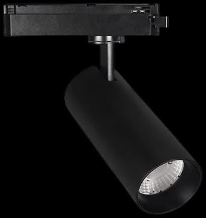 Foco metal negro para riel monofásico Ø65x220 cm LED 18W - ANFO0017