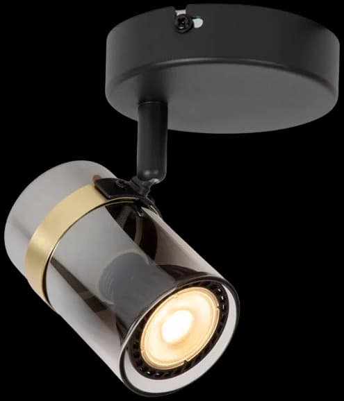 Foco metal negro vidrio humo Ø6x9.6 cm GU10 - LUFO0020
