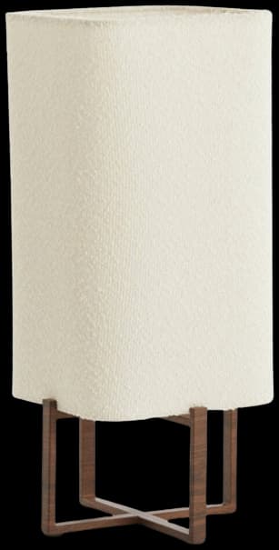 Lámpara de mesa imitación madera marrón oscuro bouclé crema 21,5x21,5x50,5 cm E27 - LLLS0377