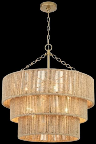 Lámpara colgante metal yute Ø60 cm 8 luces E14 - LGLC0176