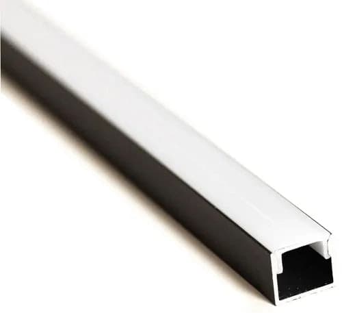 Soporte cinta LED aluminio negro con difusor policarbonato opal 3 Metros - MUPE0001