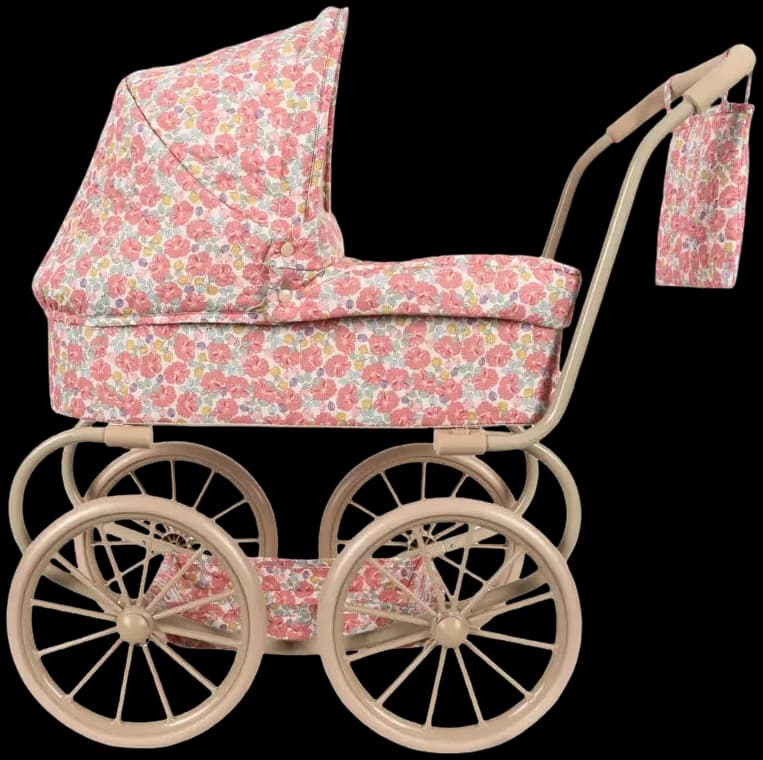 Coche / Moises Vintage para muñecas Minnie - Rose anglaise