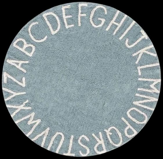 Alfombra lavable redonda ABC Natural - Vintage blue