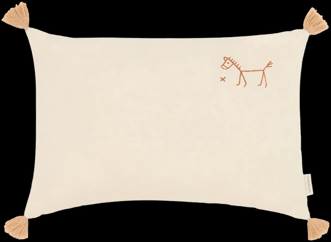 Cojín rectangular tassel bordado de lino francés lavado L1NO - Ginger