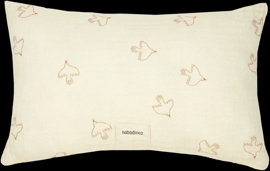 Cojín Rectangular Wabi Sabi (doble gasa algodón lavado) - Brown Hoshi Birds