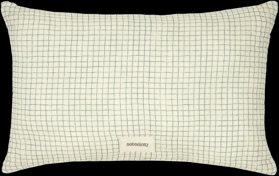 Cojín Rectangular Wabi Sabi (doble gasa algodón lavado) - Blue Grid