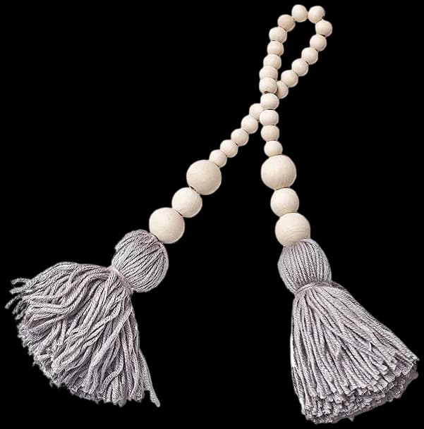 Colgante Madera - Pompones Gris