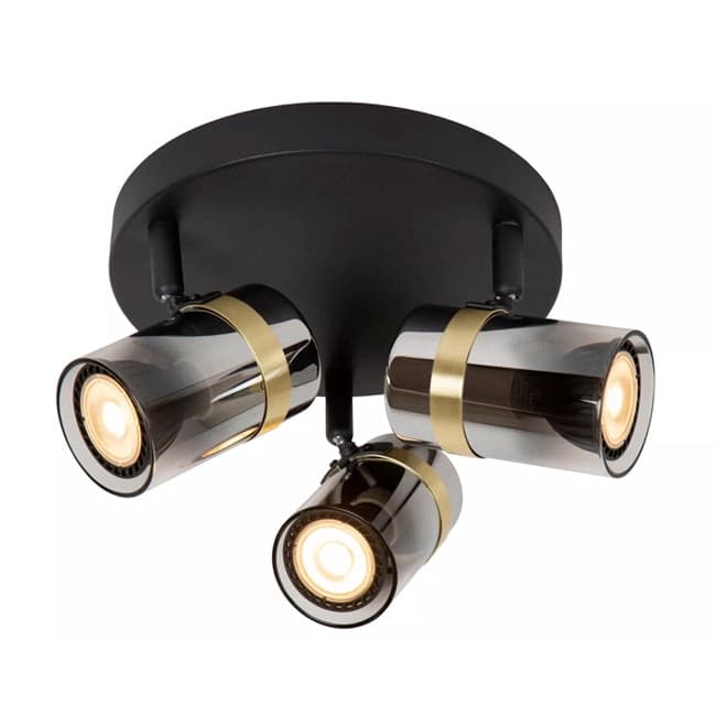 Foco de techo meta negro vidrio humo Ø20x12 cm 3 luces GU10 - LUPL0113
