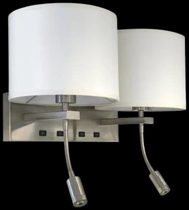 Apliqué pantalla tela doble E27 con lector LED 3W - BHAP0002