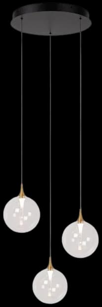 Lámpara colgante metal vidrio tres luces de 43W cada una LED - LULC0311