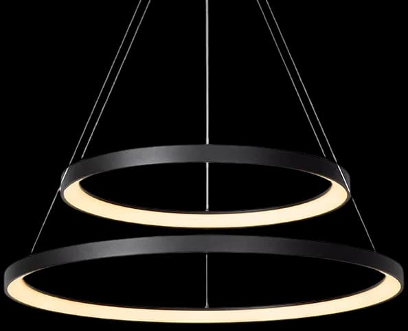 Lámpara colgante negro doble aro Ø 78 x Ø 59 LED 92 W - LULC0205