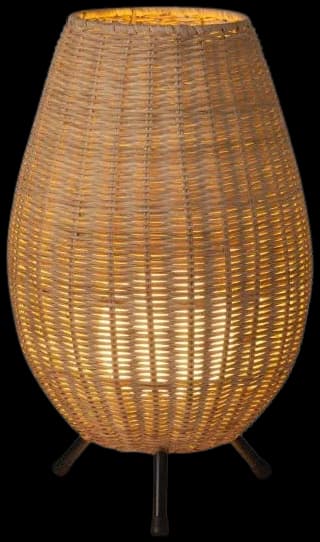 Lámpara sobremesa aluminio negro ratán natural Ø22x36 cm G9 - LULS0118