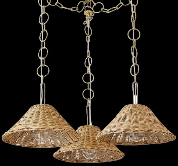 Lámpara colgante metal bronce ratán natural Ø700x1,20 cm 3xE27 - LGLC0185