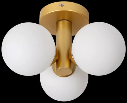 Plafón baño metal oro mate vidrio opal Ø28 cm 3xG9 - LUPL0080