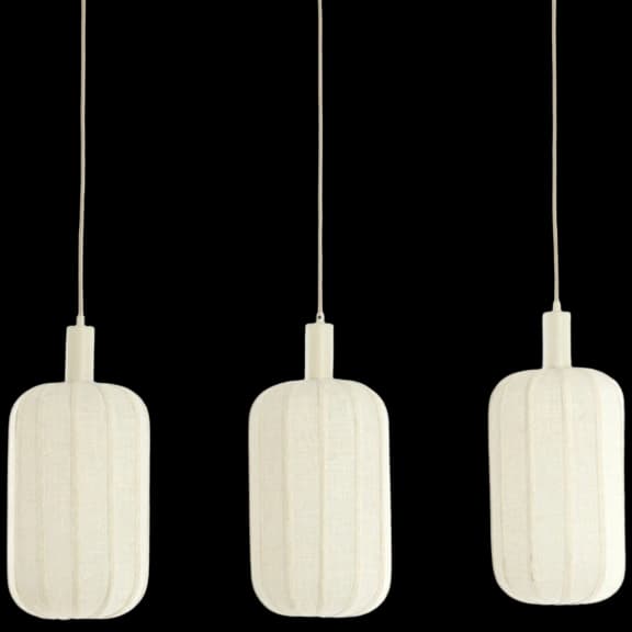 Lámpara colgante metal llino textil crema 80x21x34 cm 3 luces E27 - LLLC0599