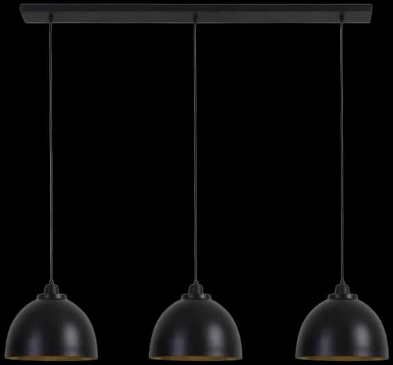 Lámpara colgante metal negro interior oro 3 Luces cm E27 - LLLC0555