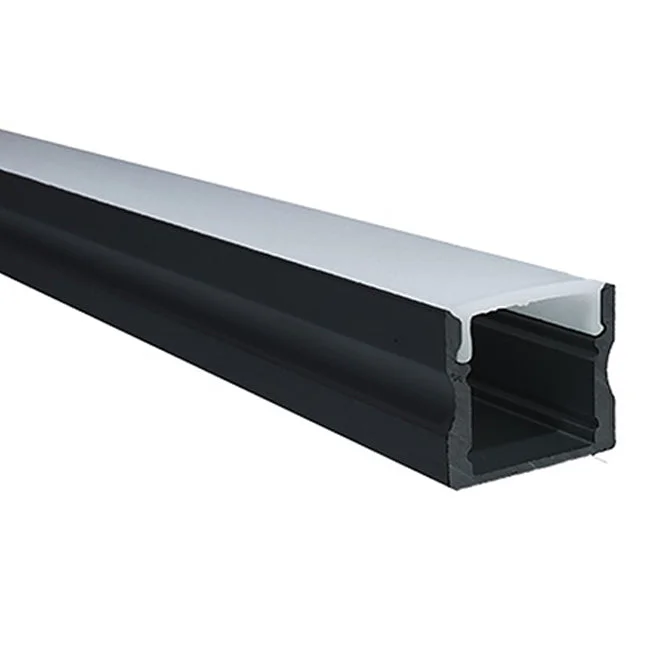 Soporte cinta LED aluminio negro con difusor policarbonato opal 2 metros - UMPE0001