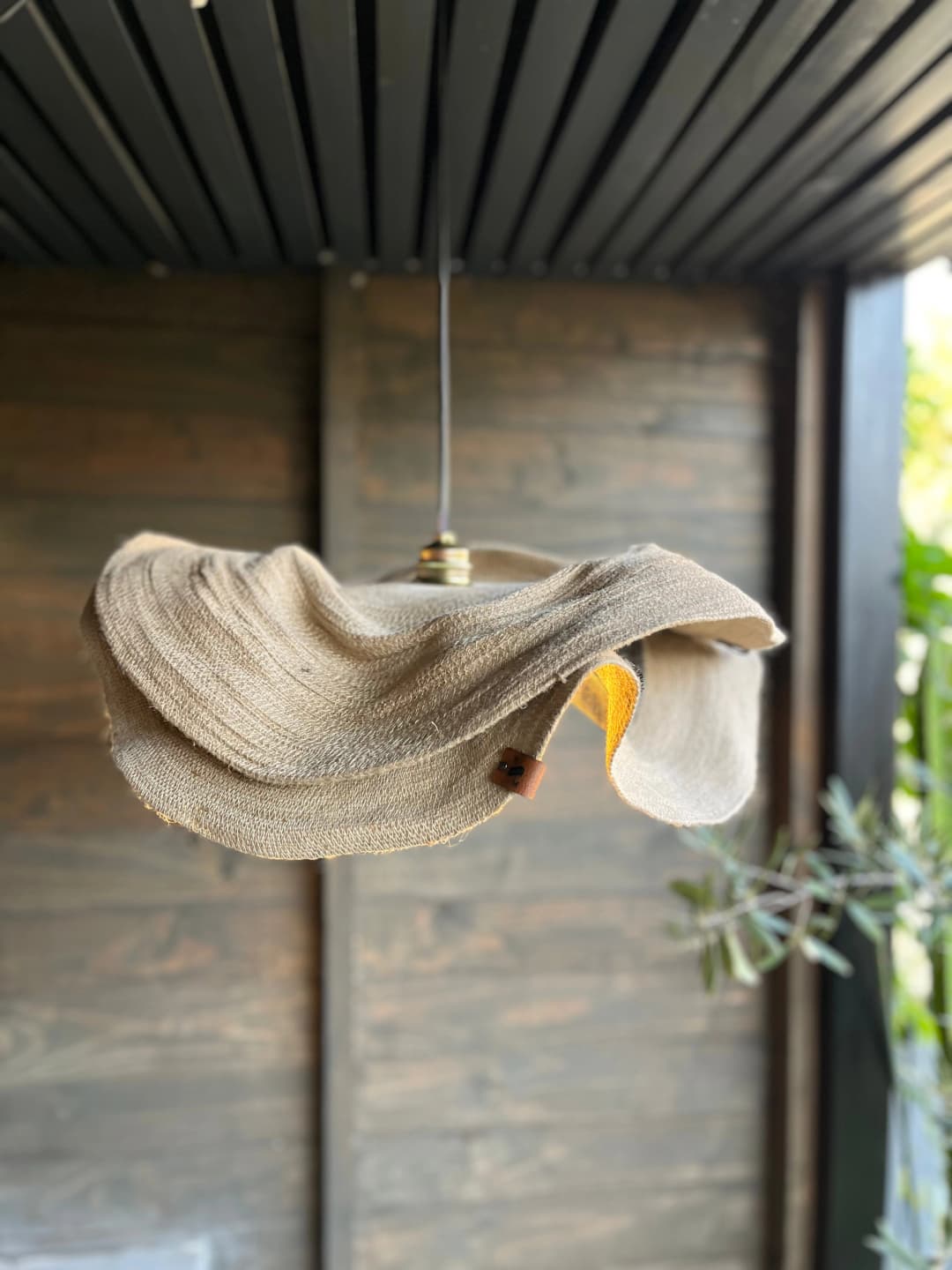 Lámpara colgante Doble Kenia Natural - Diámetro 35cm / Con electricidad cordón negro