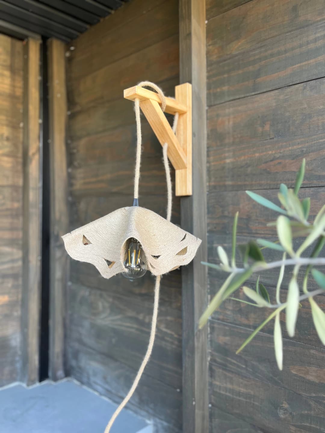 Lámpara Aplique Navarra Natural - Madera Natural / Cordón yute