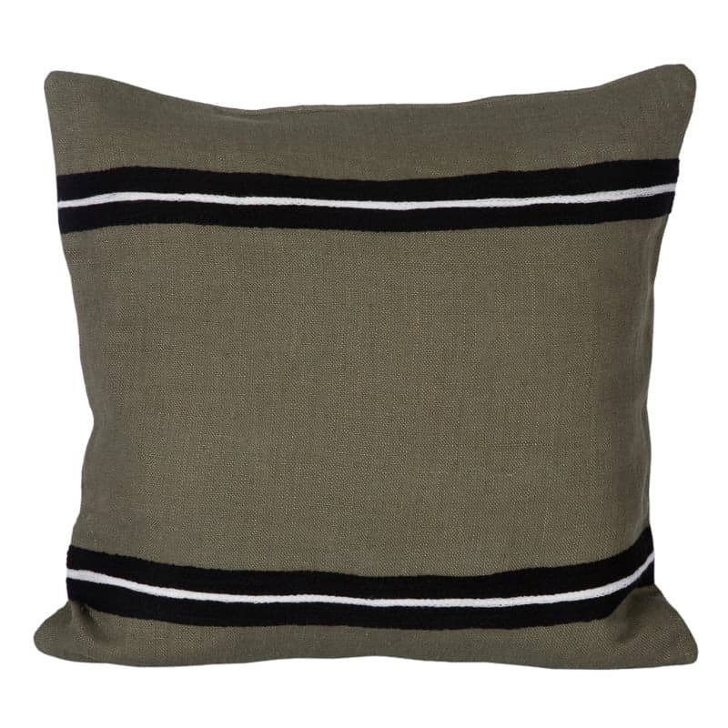 Funda Cojín Lino Bordado Skagen Kaki 45x45 cm