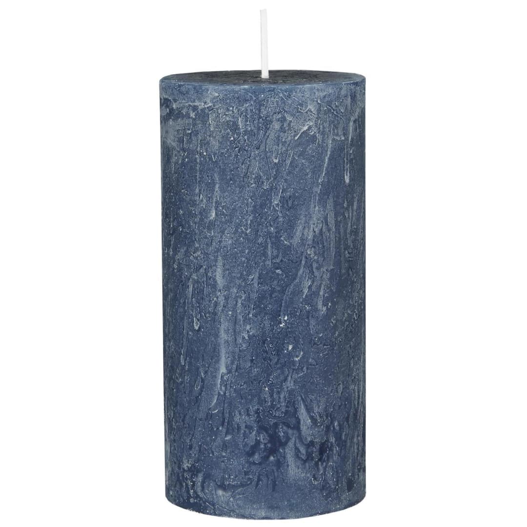 Vela Rústica Azul Oscuro Ø:6.8 H:14 cm