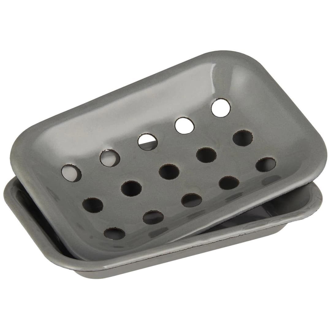 Jabonera Enlozada 2 piezas Gris
