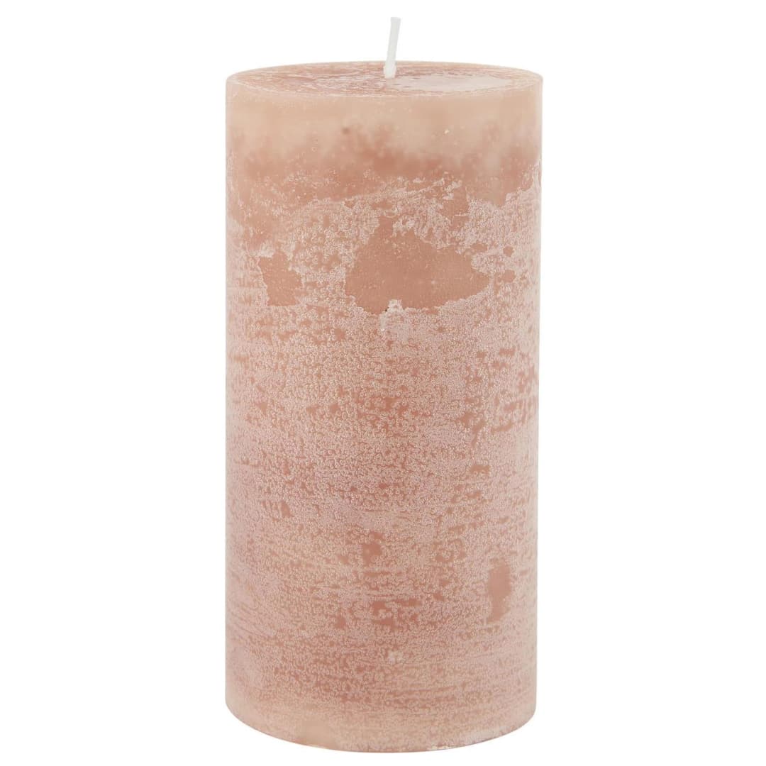 Vela Rústica Rosa Claro Ø:7 H:14 cm