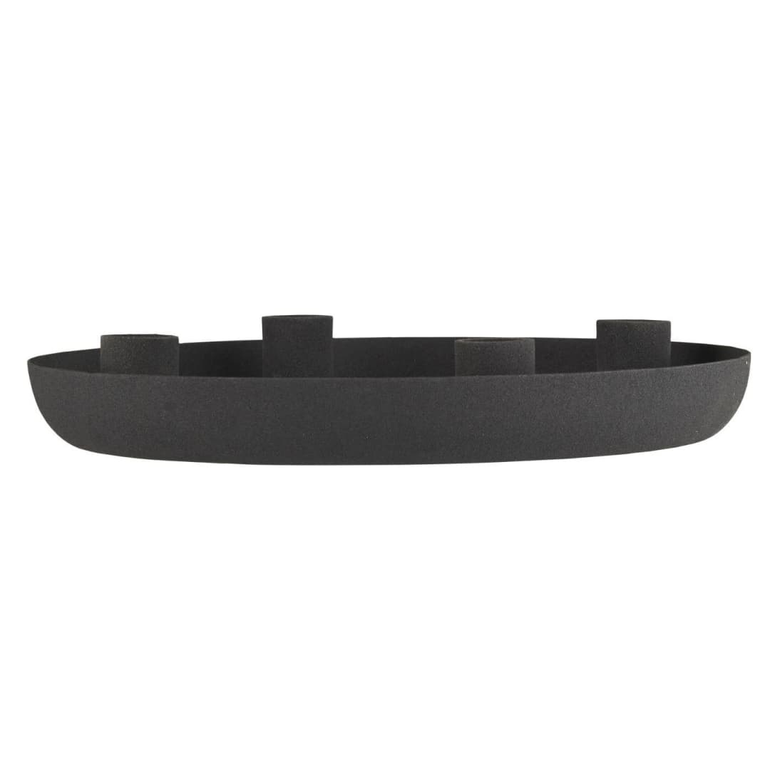 Portavela Metálico Negro 4 velas