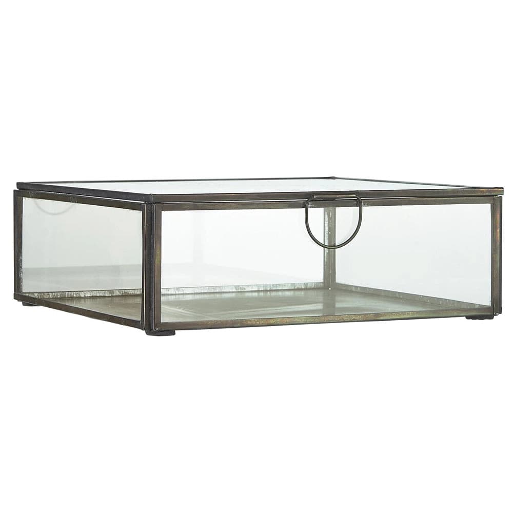 Caja de Vidrio con Argolla 21,5x21,5 cm