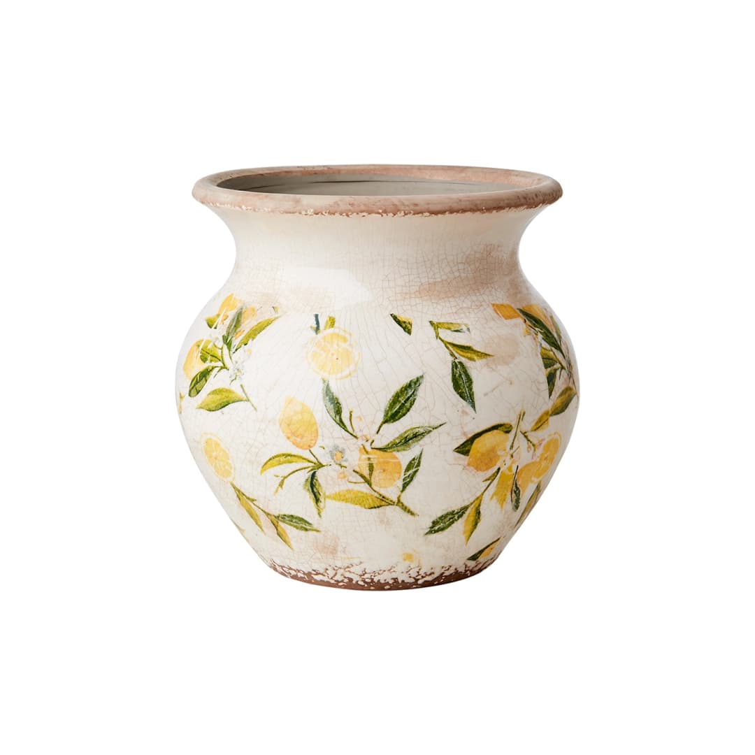 Macetero-Florero LEMONA Blanco/Verde/Amarillo, M Ø10/19xH18 cm