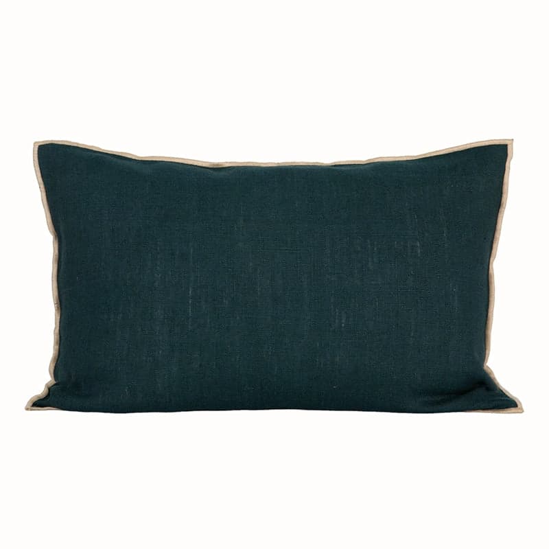 Funda Cojín Lino Chennai Bleu de prusse 40x60 cm