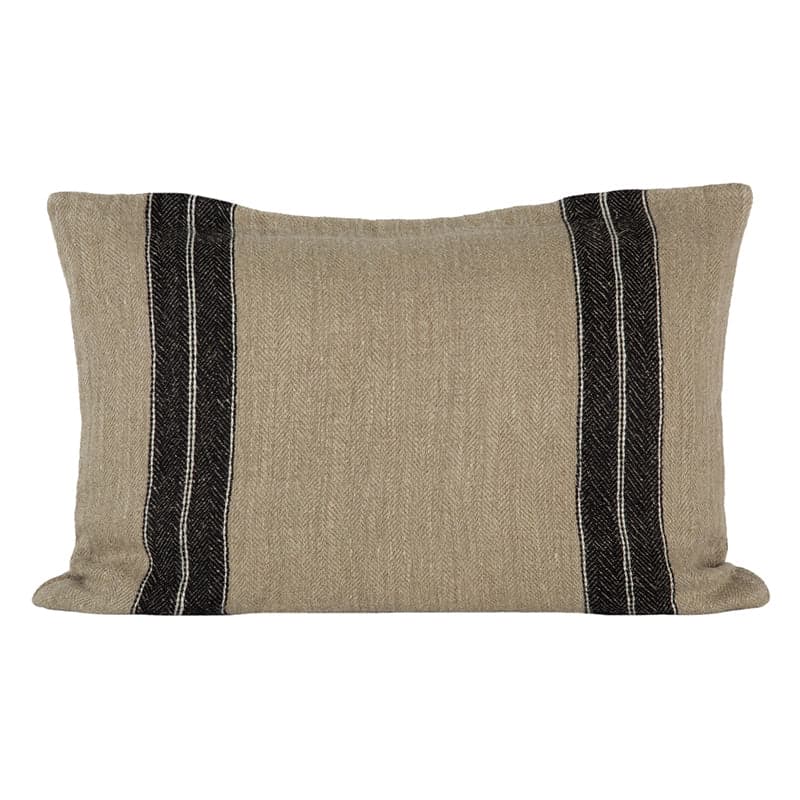 Funda Cojín Lino Sarthe Natural/Negro/Marfil 40x60 cm - 40x60 cm