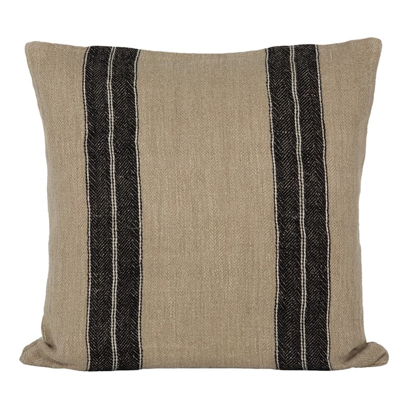 Funda Cojín Lino Sarthe Natural/Negro/Marfil 65x65 cm - 65x65 cm