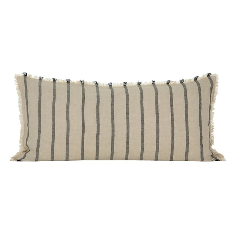 Funda Cojín Lino Somme Natural/Negro 55x110 cm - 55x110 cm