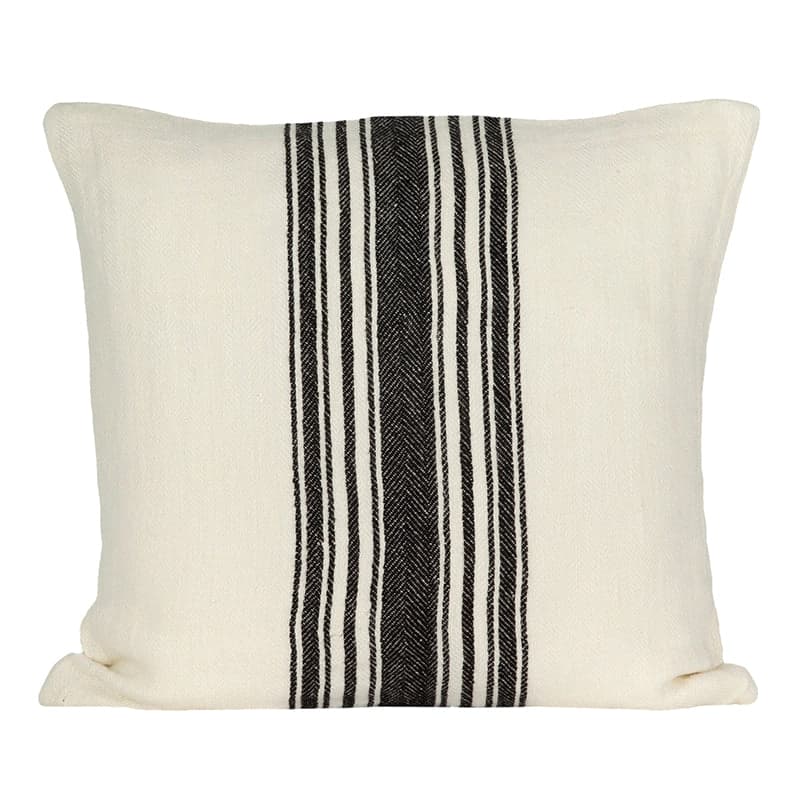 Funda Cojín Lino Amiens Marfil/Negro 65x65 cm - 65x65 cm
