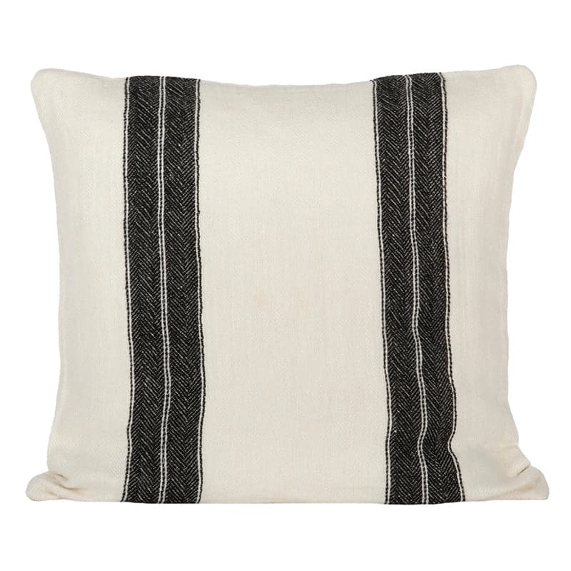 Funda Cojín Lino Sarthe Marfil/Negro 50x50 cm - 50x50 cm