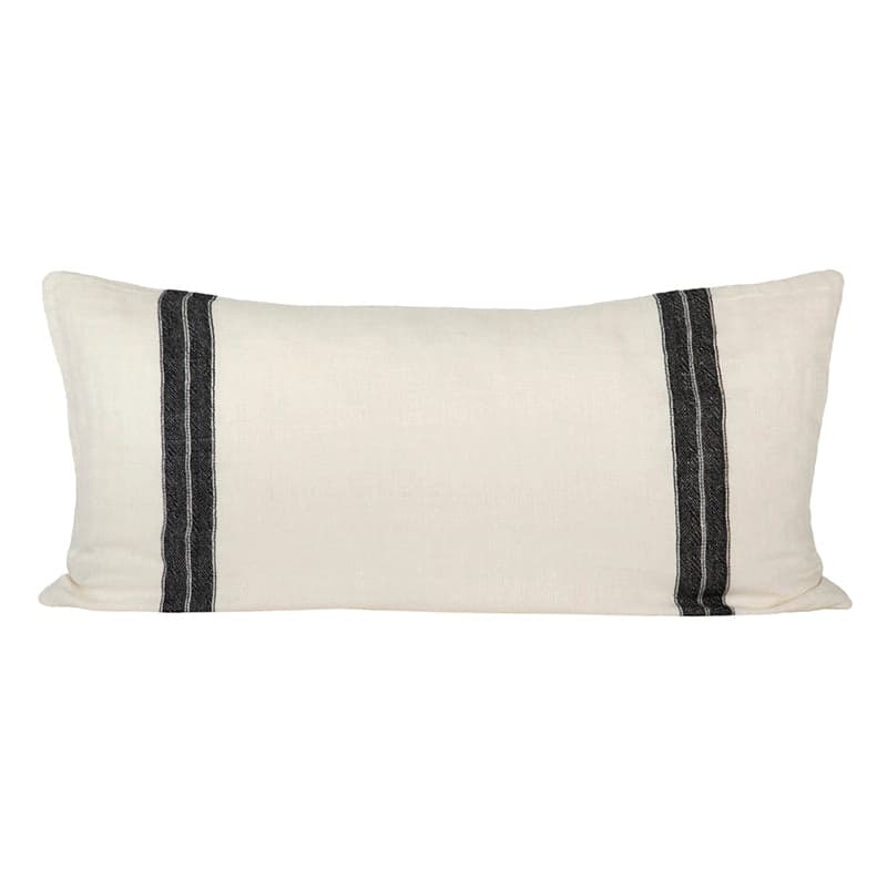 Funda Cojín Lino Sarthe Marfil/Negro 55x110 cm - 55x110 cm