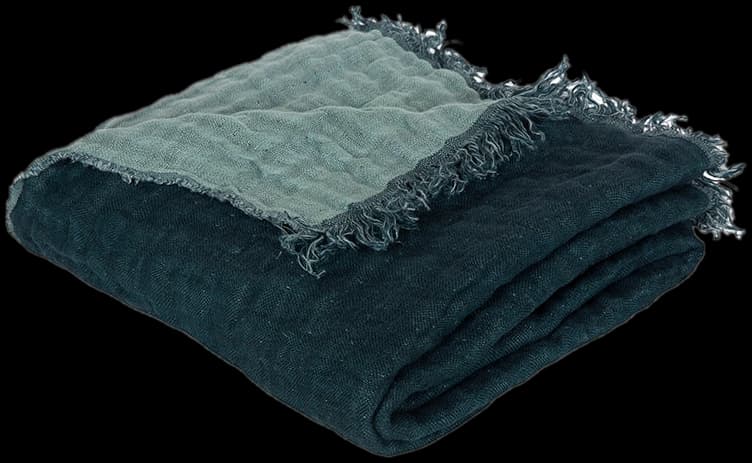 Manta Lino Baya Bleu de Prussse / Celadon