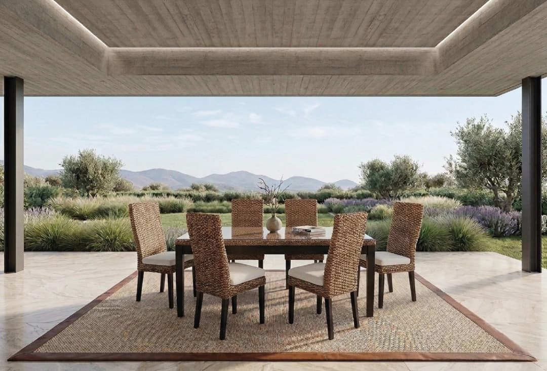 Comedor de rattan natural Isabella 6 sillas.