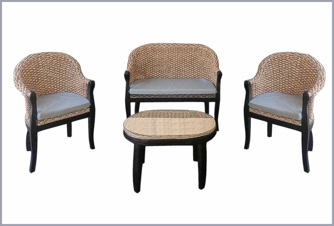 Set de Rattan Natural, Cobra mesa ovalada 2 cuerpos - 2 cuerpos