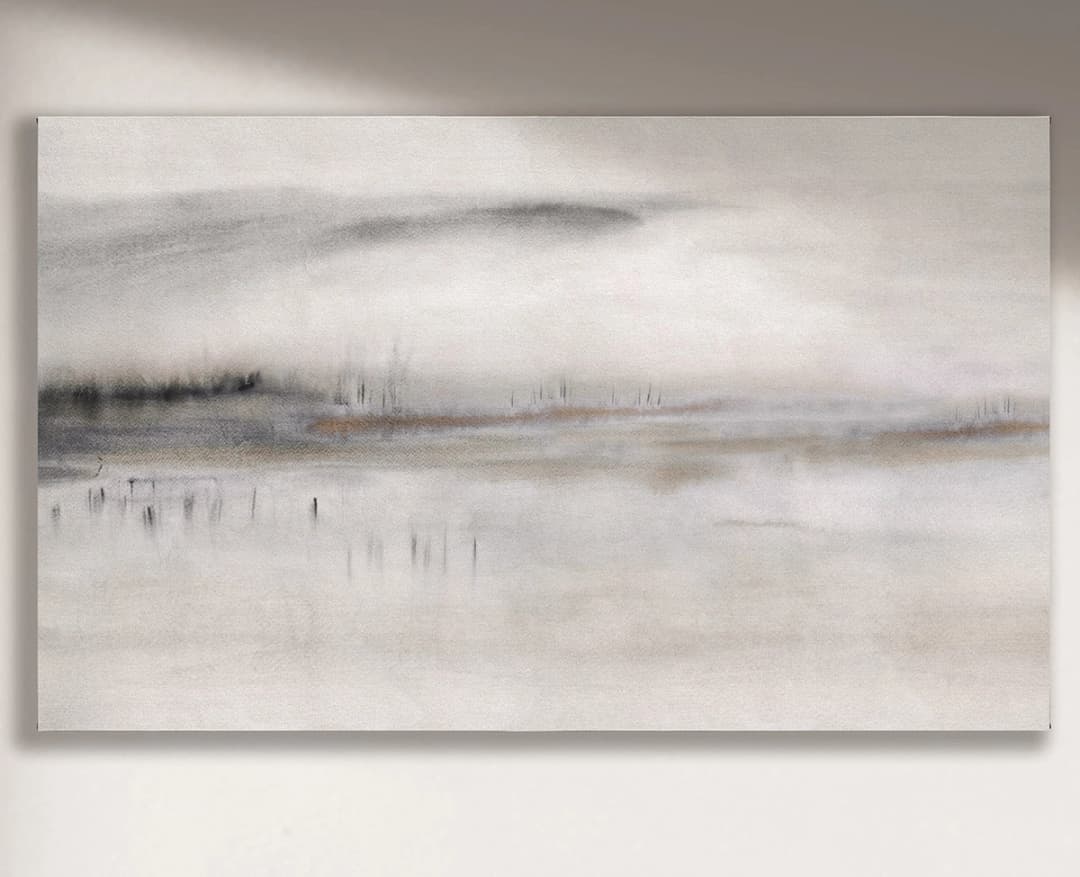 Cuadro Humedal horizontal - 100x80 cm / Lona tensada con bastidor + marco color mañío