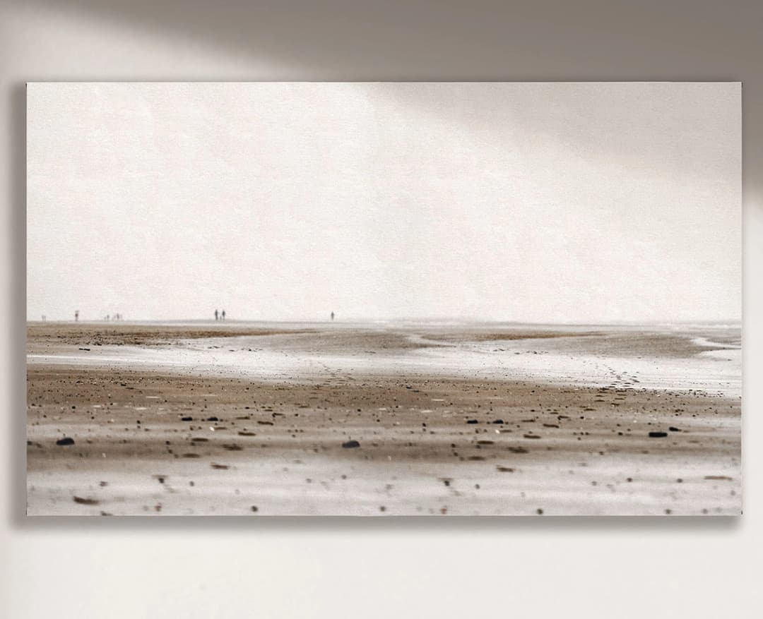 Cuadro playa horizontal - 100x80 cm / Lona tensada con bastidor + marco de madera negro
