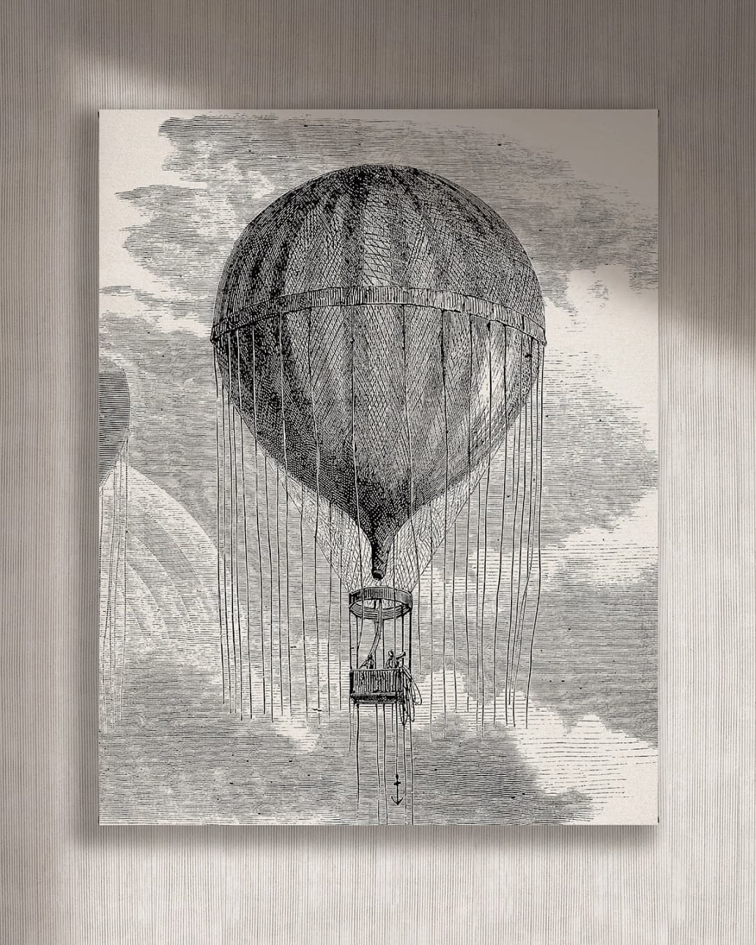 Cuadro Globo grafito vertical - 90x110 cm / Lona tensada con bastidor