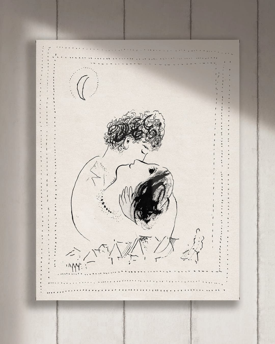 Cuadro Beso vertical - 120x150 cm / Lona tensada con bastidor + marco color mañío