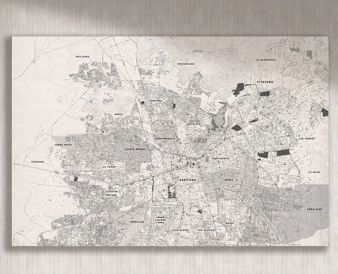 Cuadro Mapa La Ciudad horizontal - 120x75 cm / Lona tensada con bastidor