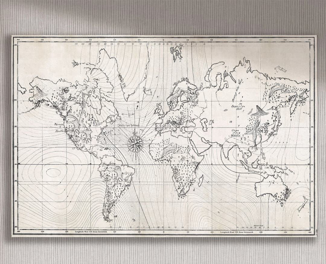 Cuadro Mapa del Tesoro horizontal - 140x90 cm / Lona tensada con bastidor