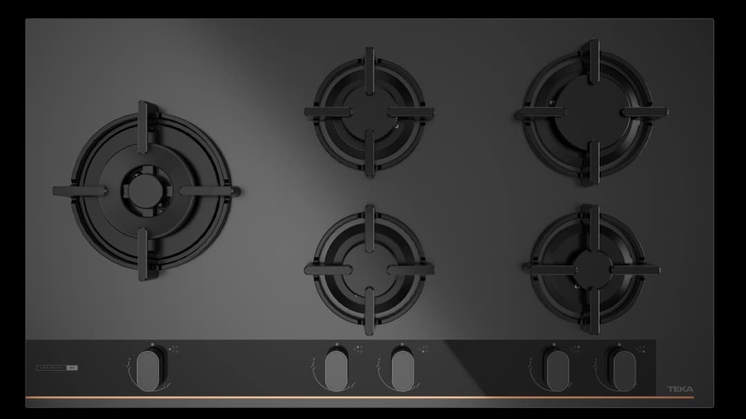 TEKA GBC-95 G1 Infinity — Encimera Cristal Gas 90 cm, 5 Quemadores, Negro Mate