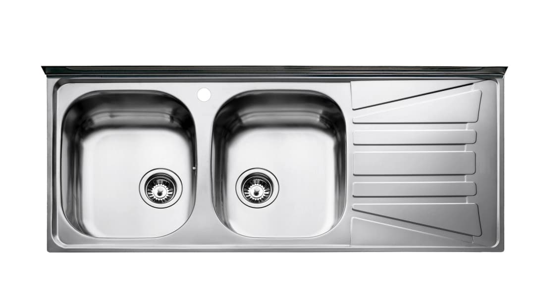 TEKA Lavaplatos Acero Inoxidable 120x50 cm — 2 Cubetas, Escurridor Derecho, Sobreponer