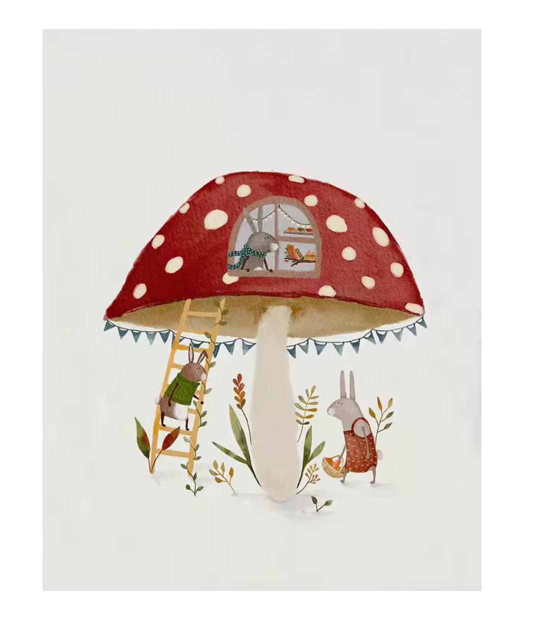 Lámina / poster - Mushroom & bunnies