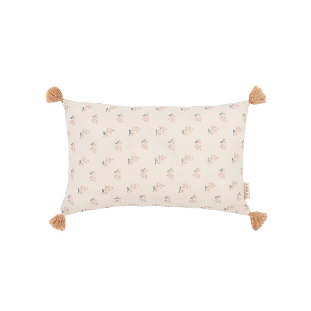 Cojín rectangular con pompones de doble gasa de algodón lavado Wabi Sabi - Darling